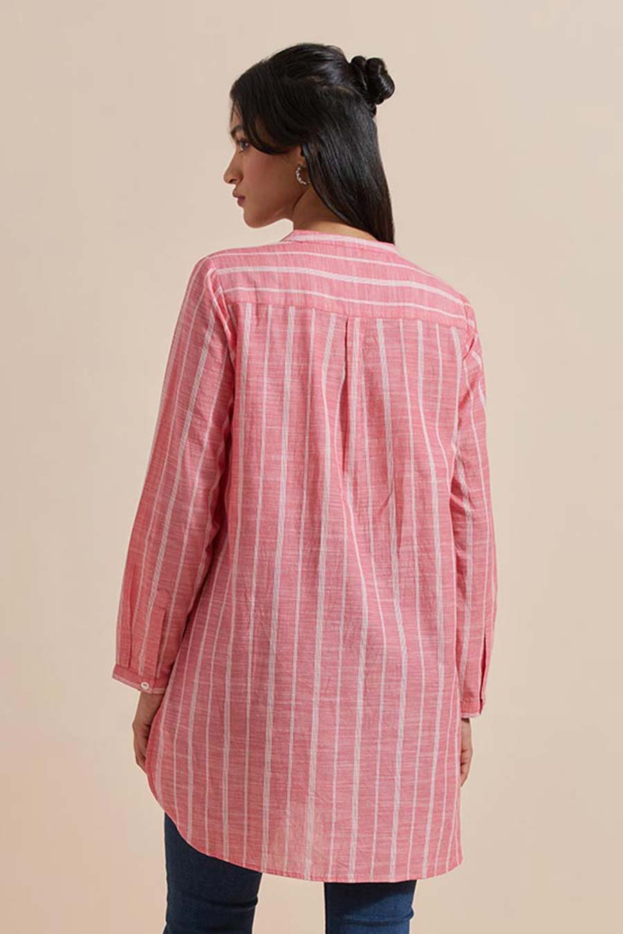 Pink Stripe Embroidered Tunic