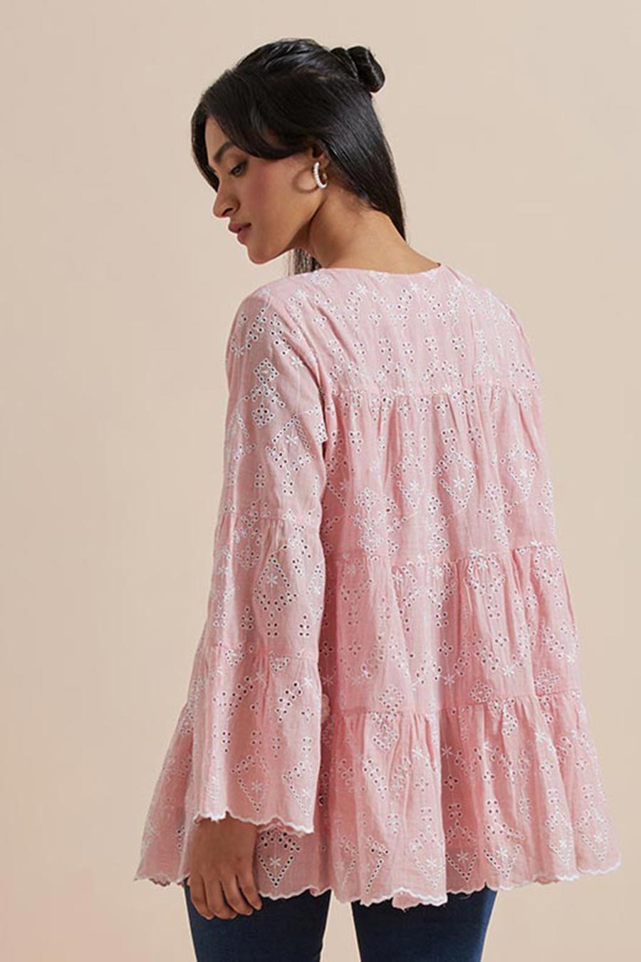 Pink Cotton Embroidered Top