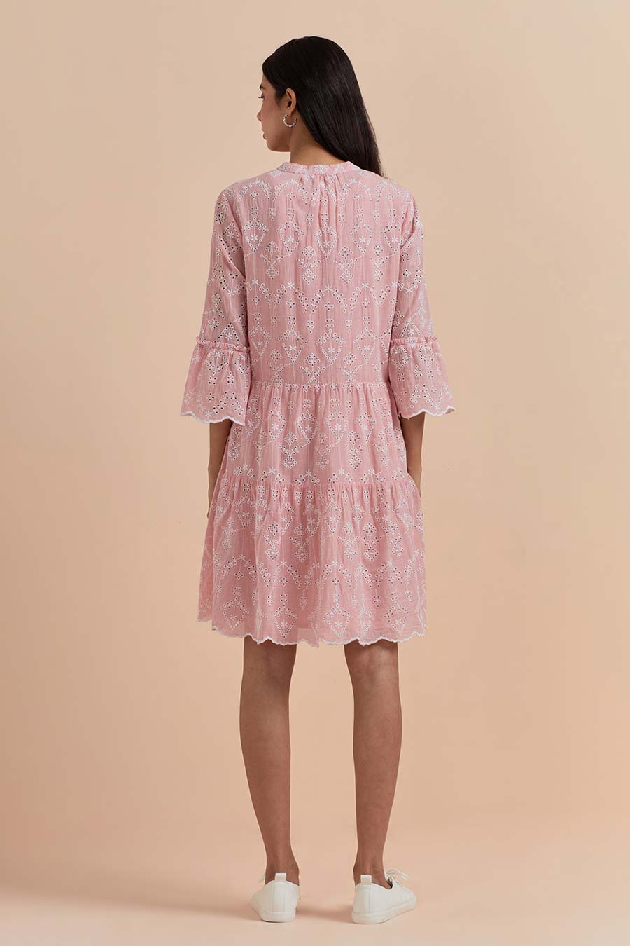 Pink Cotton Embroidered Dress