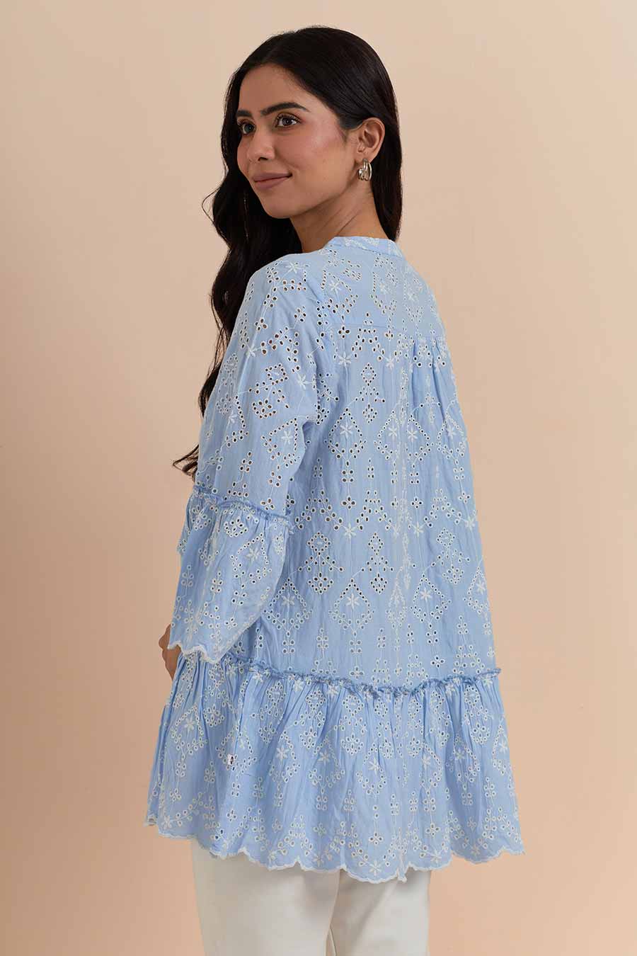 Blue Cotton Embroidered Top