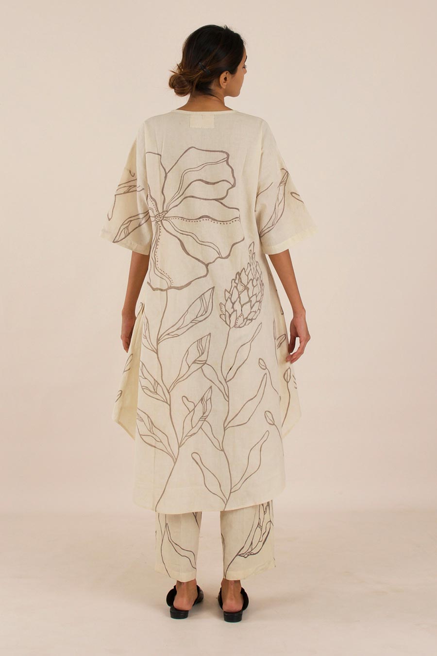 Beige Hand-Painted Cotton Kurta