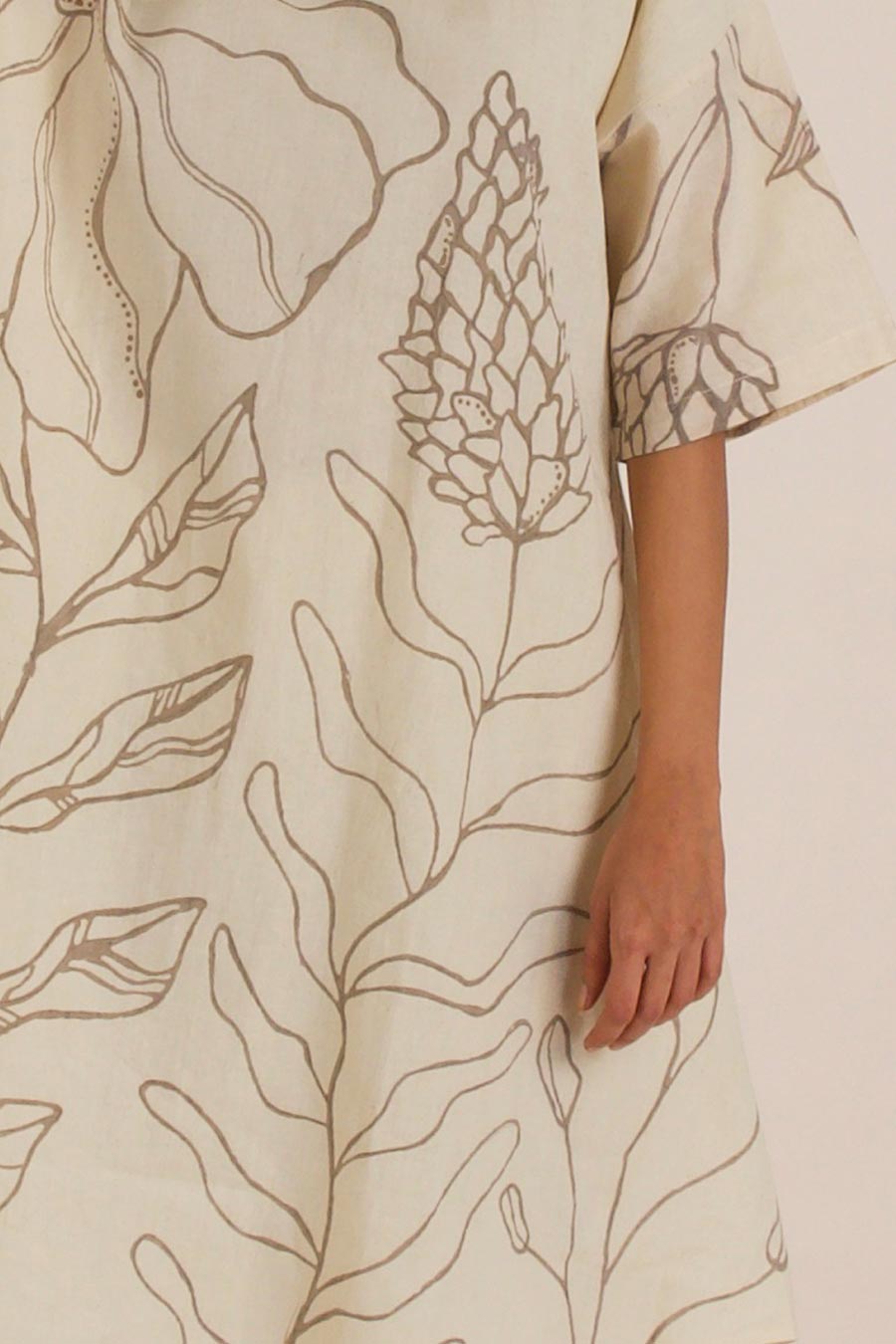 Beige Hand-Painted Cotton Kurta