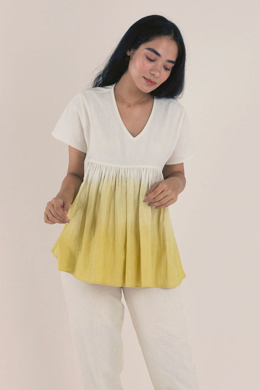 Yellow Ombre Cotton Top