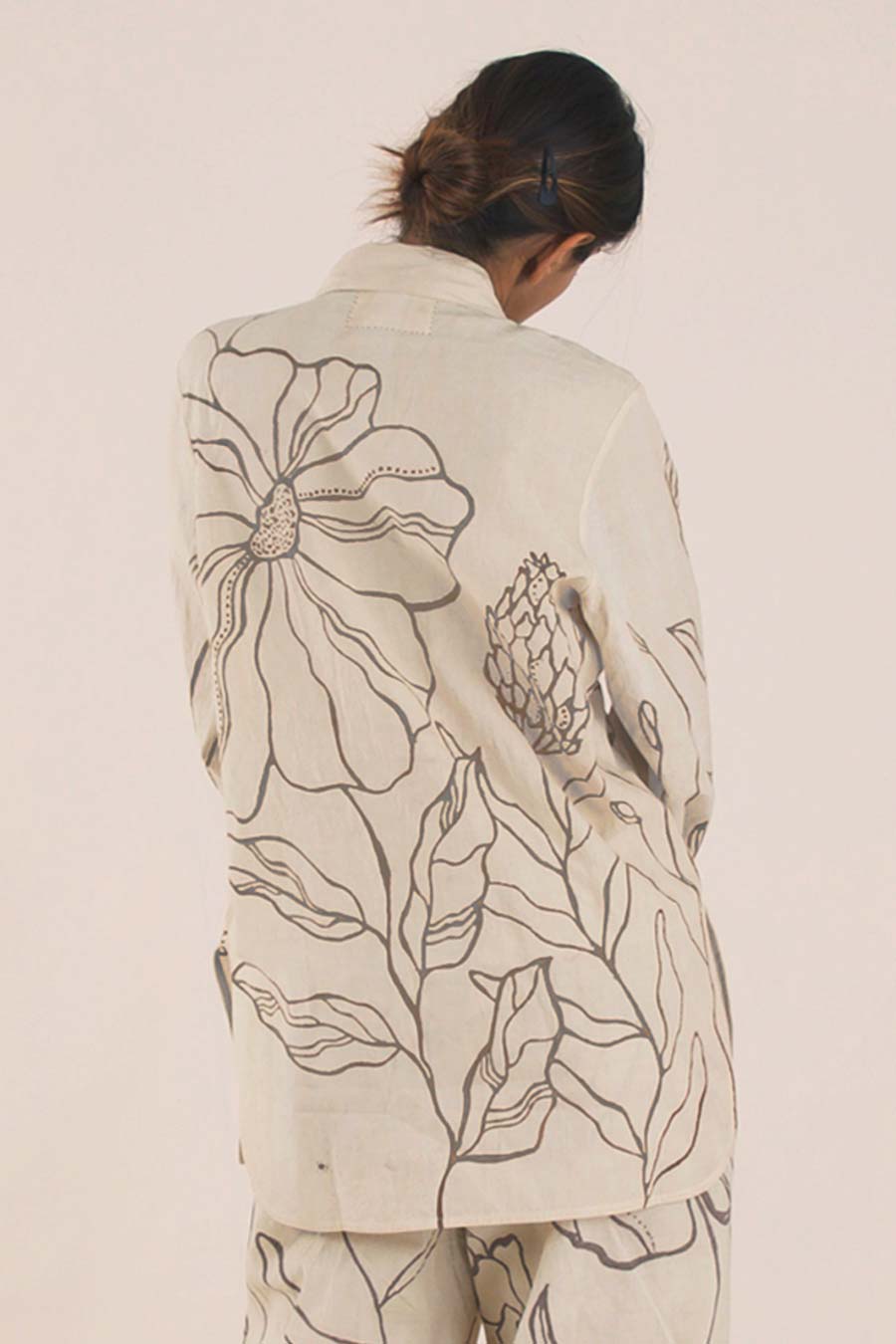 Beige Hand-Painted Cotton Shirt