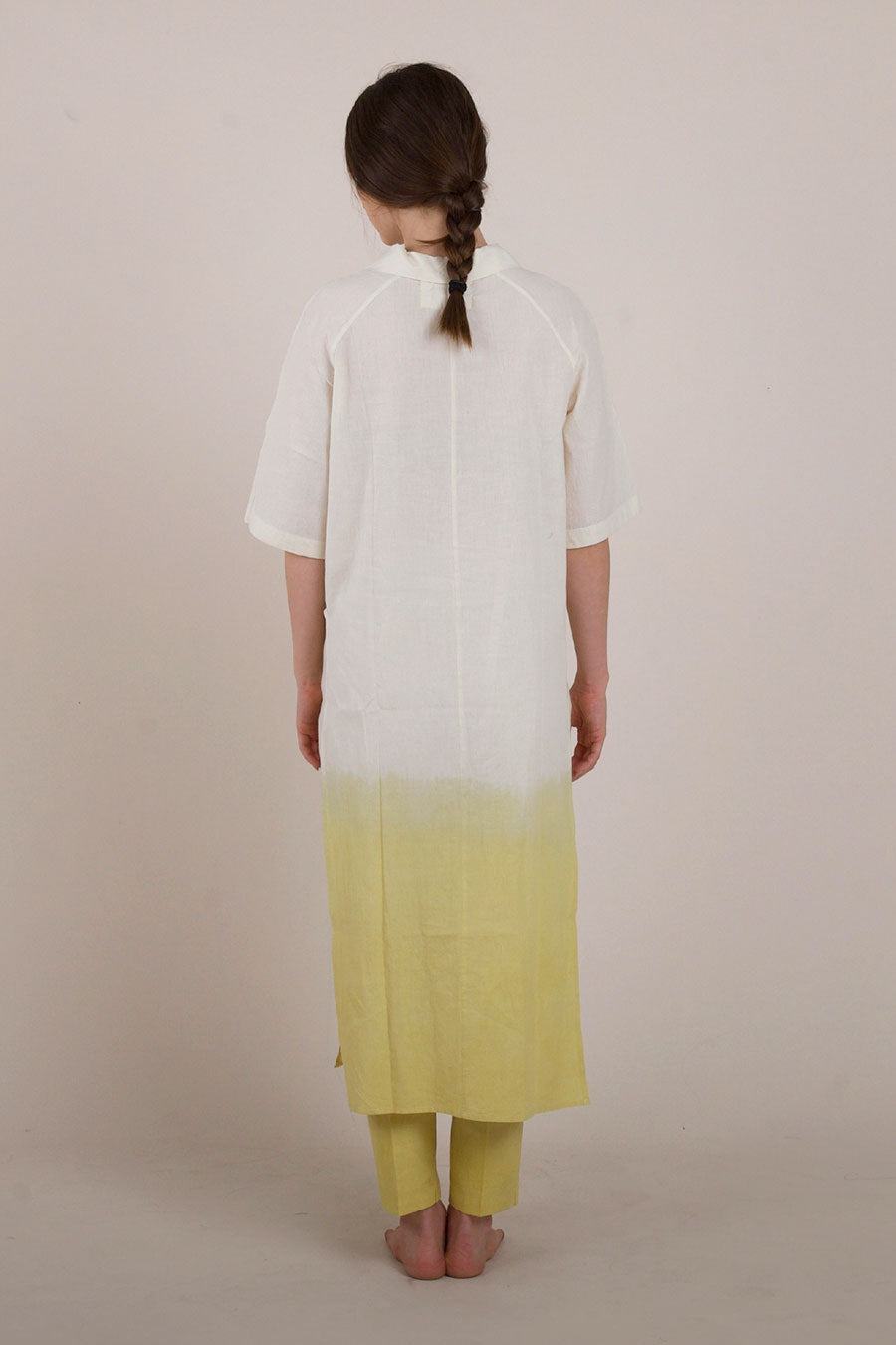 Yellow Ombre Cotton Long Shirt