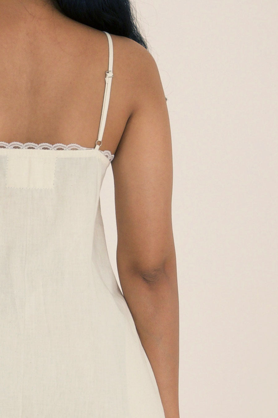 Off-White Spaghetti Strap Cotton Dress