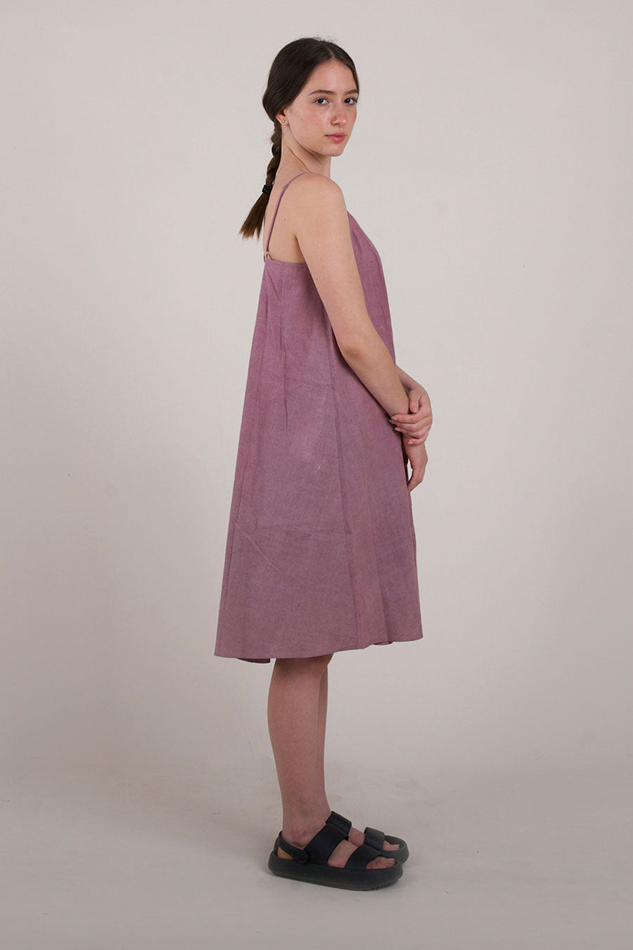 Purple Spaghetti Strap Cotton Dress