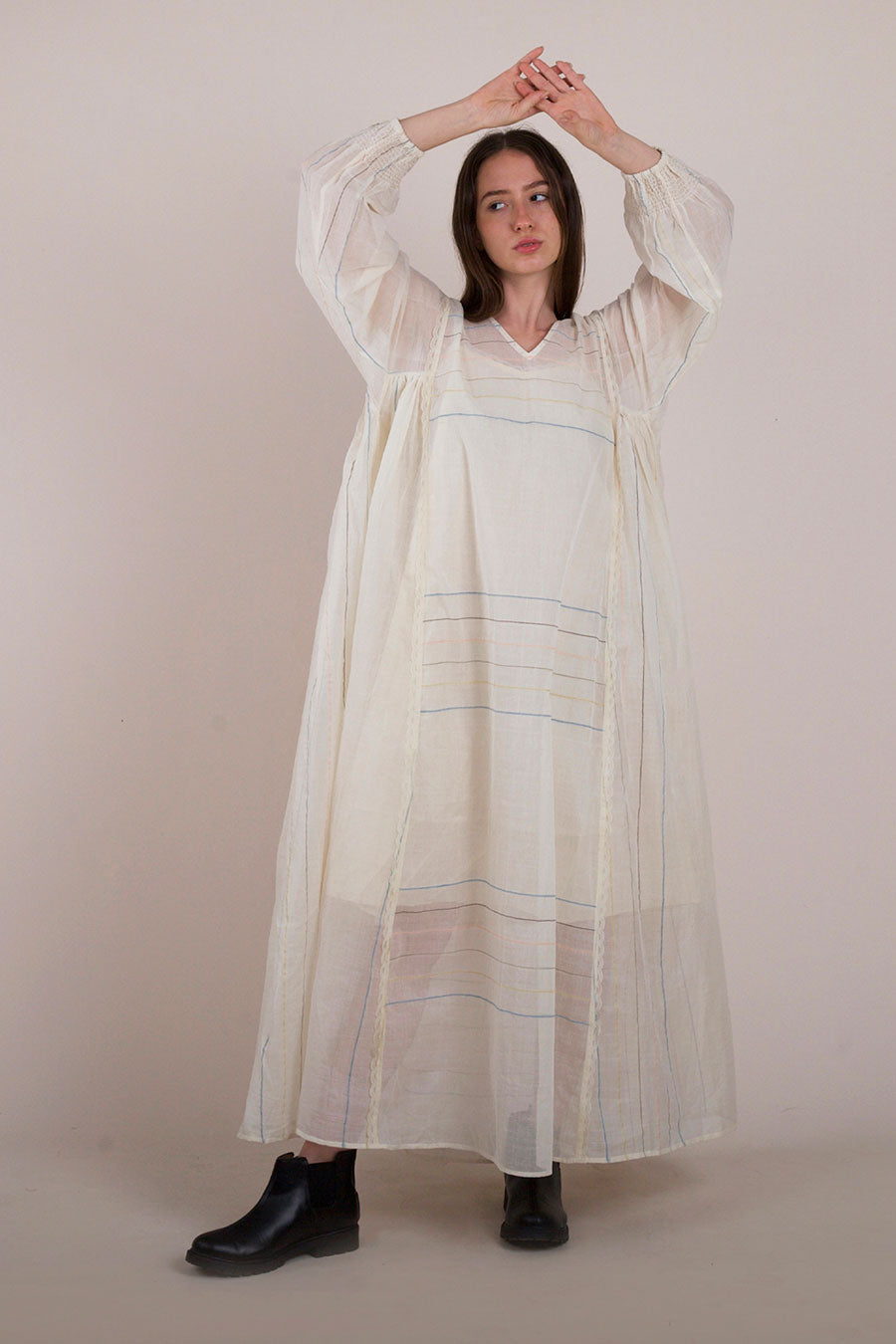 Off-White Semi-Sheer Kalidaar Dress