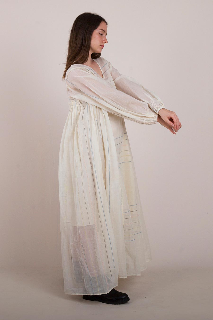 Off-White Semi-Sheer Kalidaar Dress