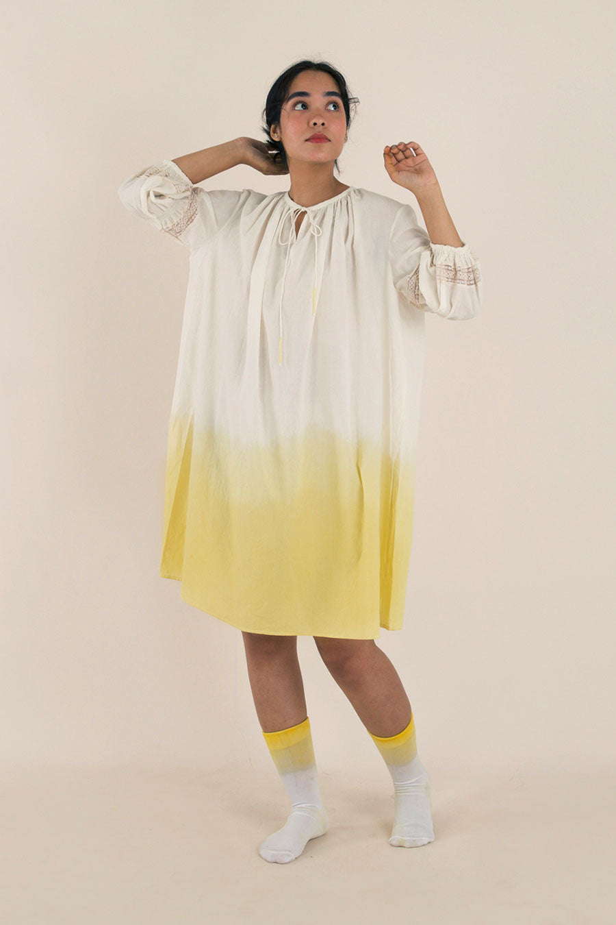 Yellow Ombre Cotton Midi Dress