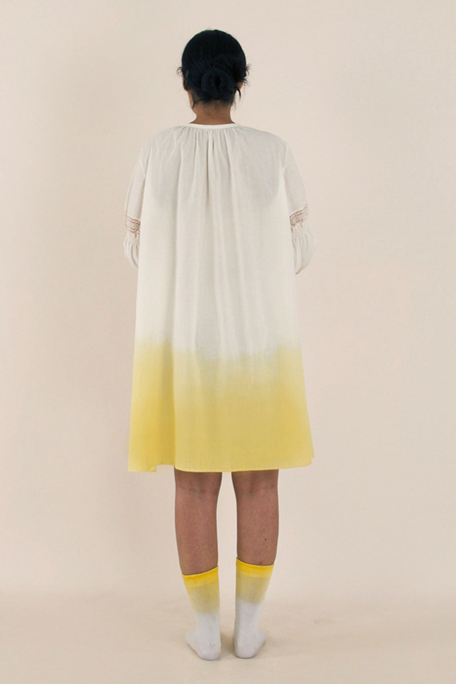 Yellow Ombre Cotton Midi Dress