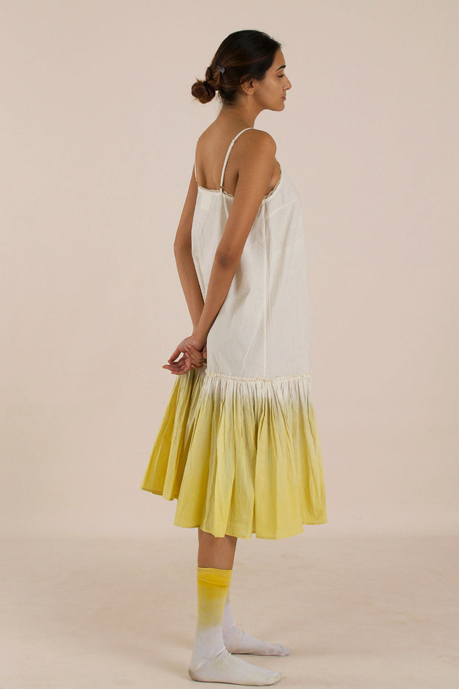 Yellow Ombre Cotton Tier Dress