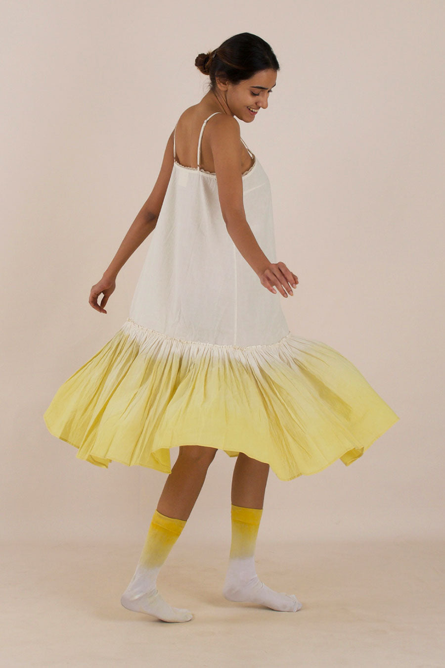 Yellow Ombre Cotton Tier Dress