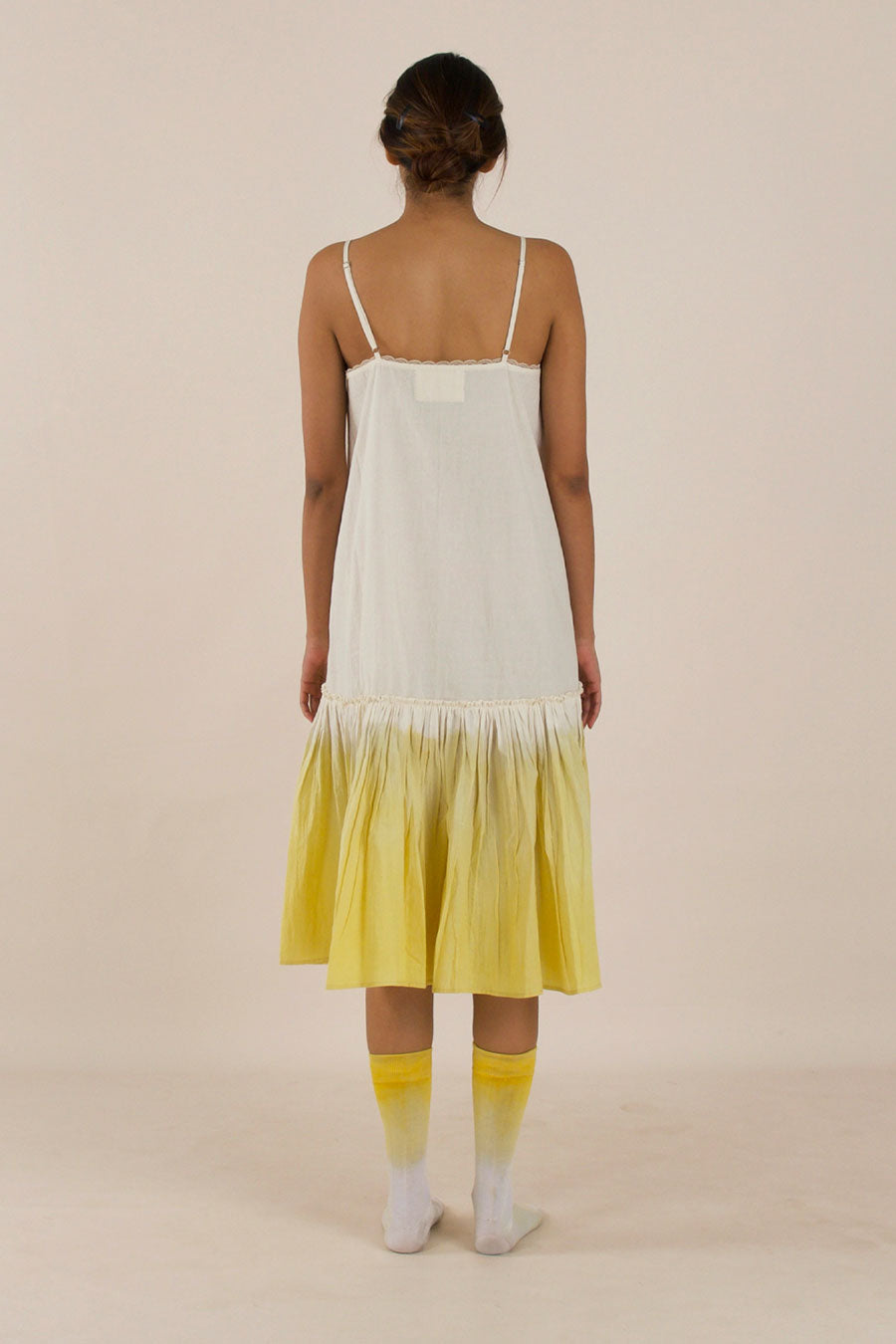 Yellow Ombre Cotton Tier Dress