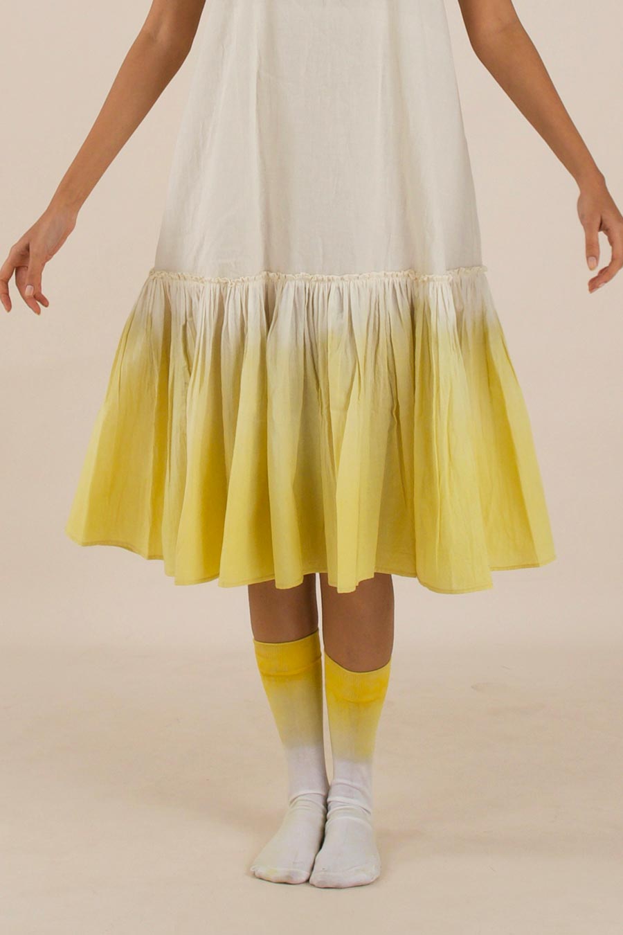 Yellow Ombre Cotton Tier Dress