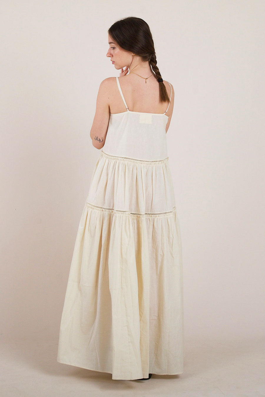 Off-White Cotton Tier Dress