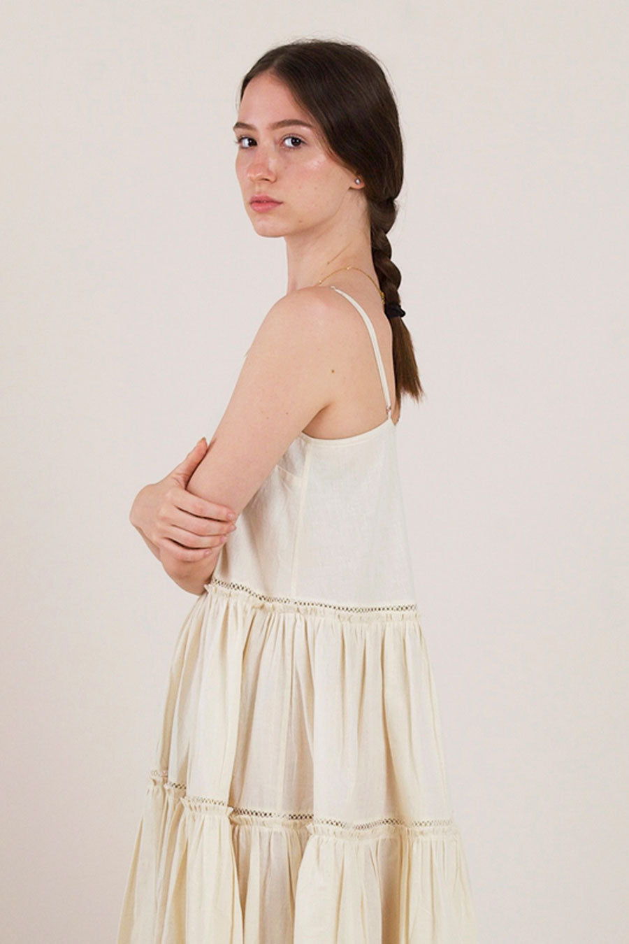 Off-White Cotton Tier Dress