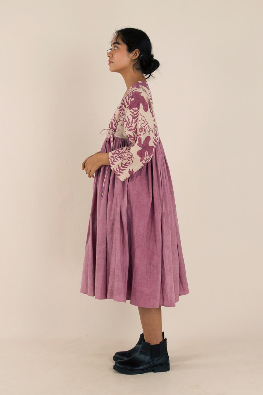 Purple Hand-Painted Kalidaar Cotton Dress