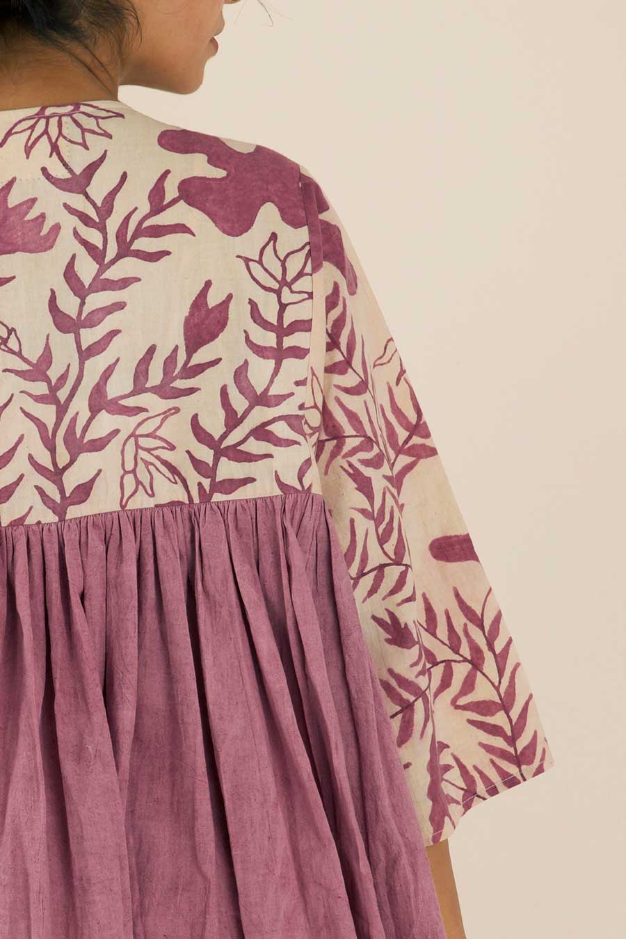 Purple Hand-Painted Kalidaar Cotton Dress