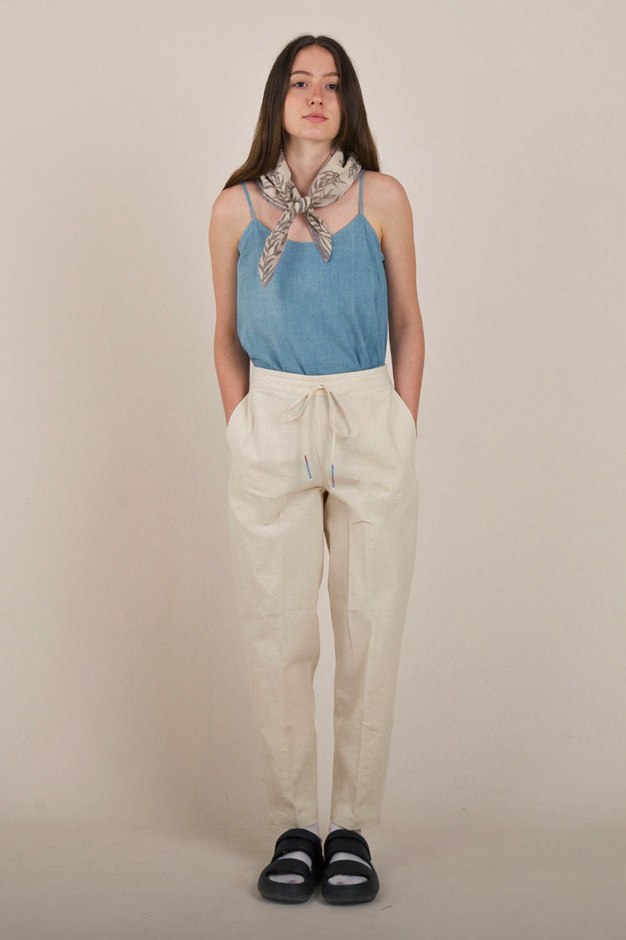 Off-White Cotton Narrow Pants