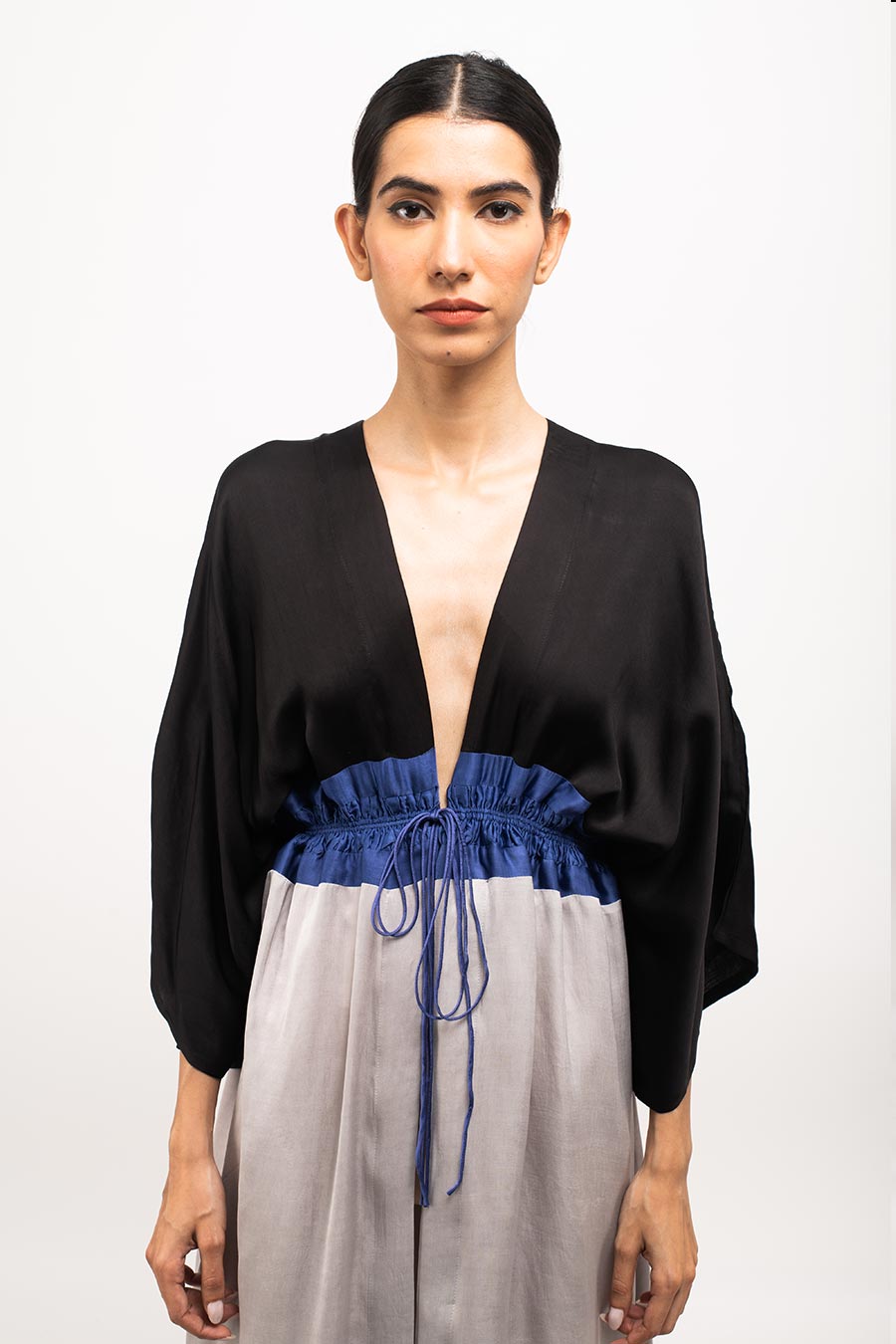 Black-Blue-Grey Long Cape Overlay