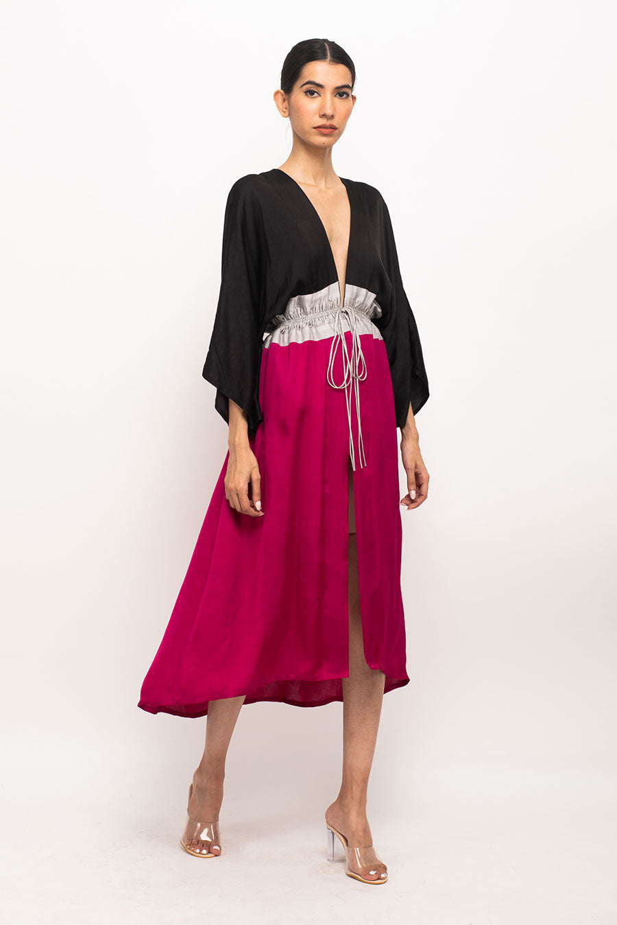 Black-Grey-Wine Long Cape Overlay