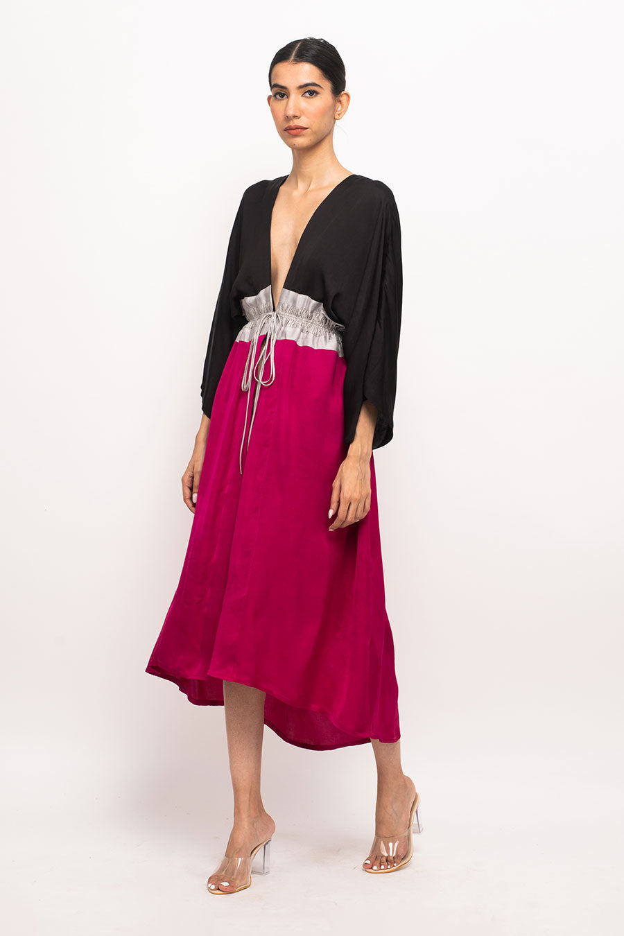 Black-Grey-Wine Long Cape Overlay