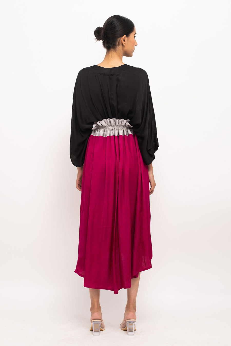 Black-Grey-Wine Long Cape Overlay