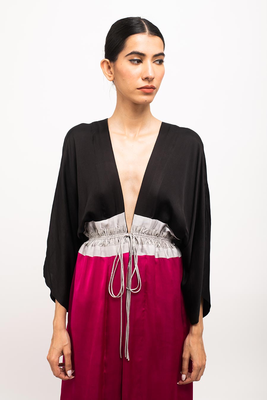 Black-Grey-Wine Long Cape Overlay