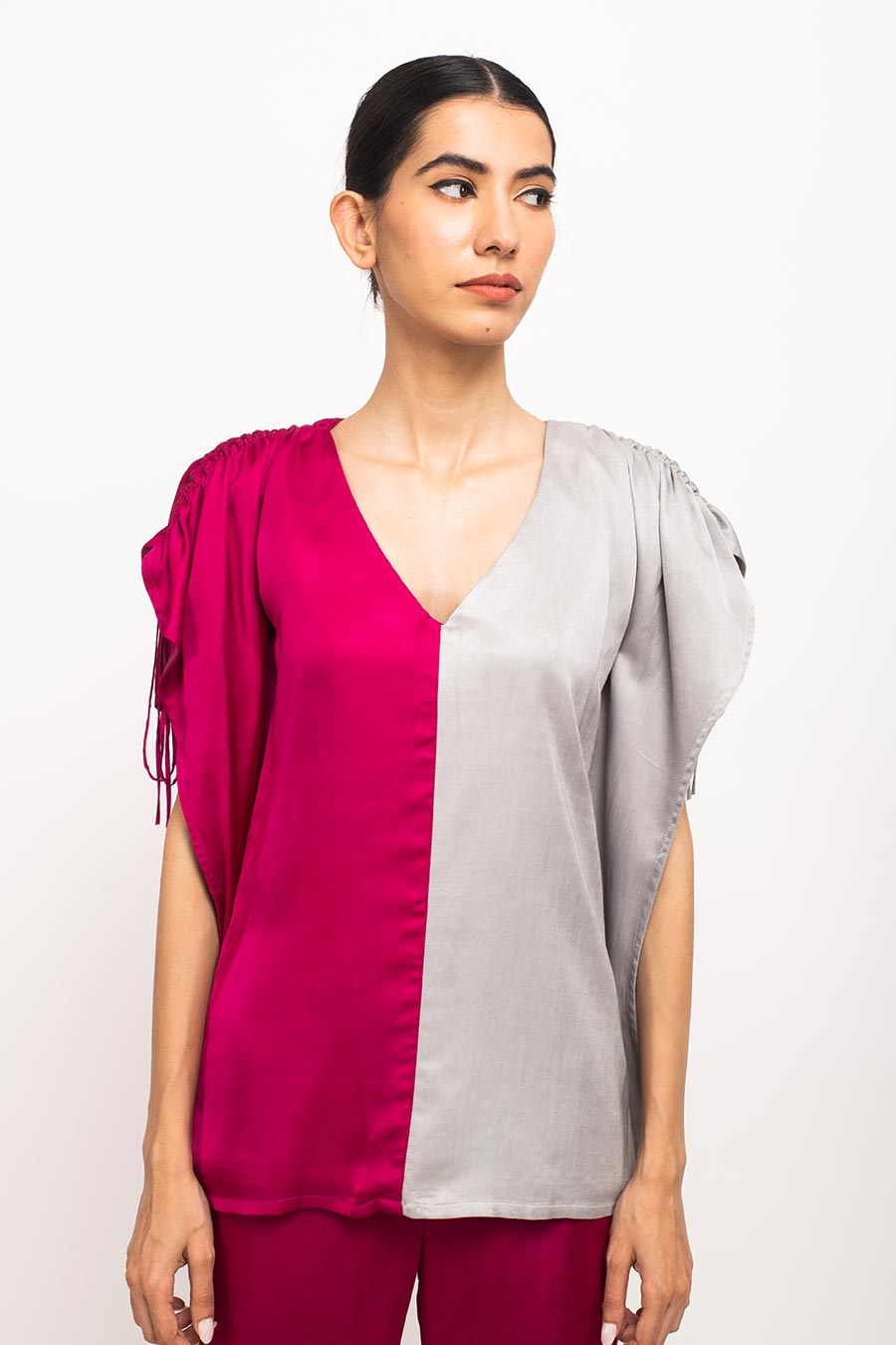 Wine-Grey Kaftan Set