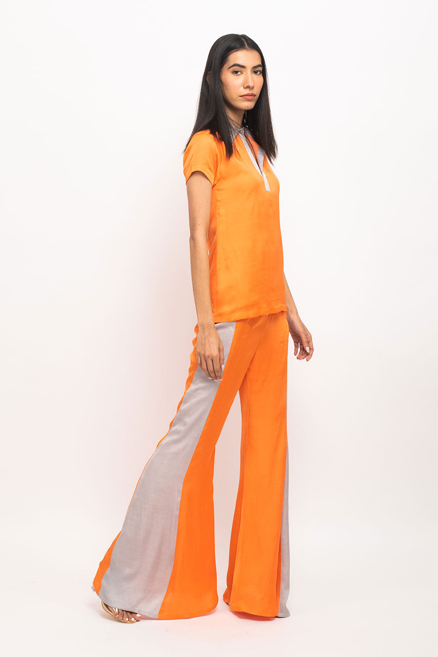 Orange-Grey Co-Ord Set