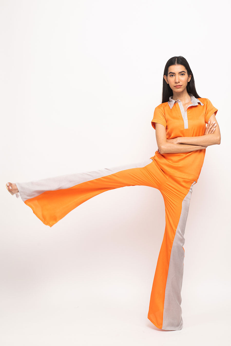 Orange-Grey Co-Ord Set