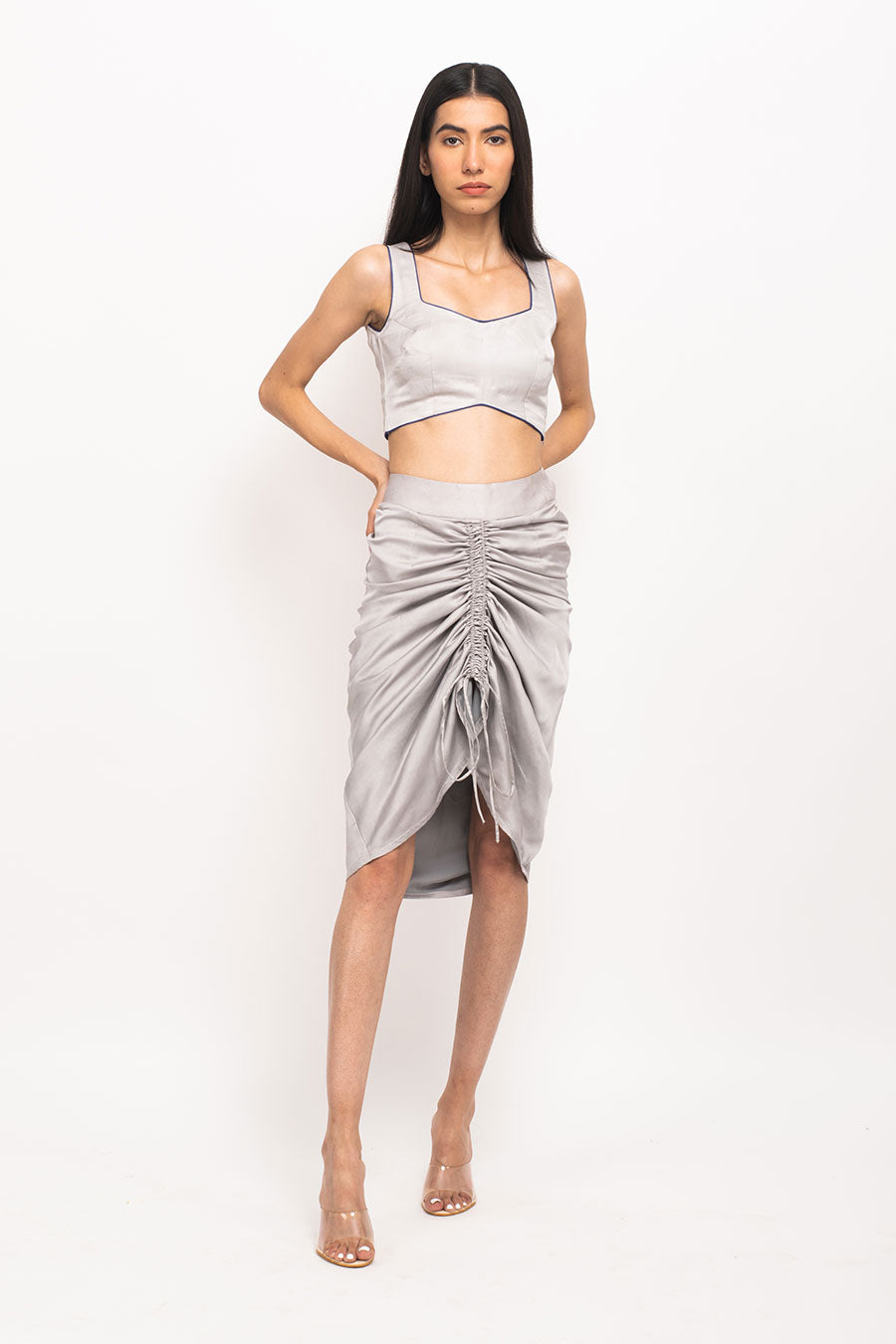 Grey-Blue Bustier Skirt Set