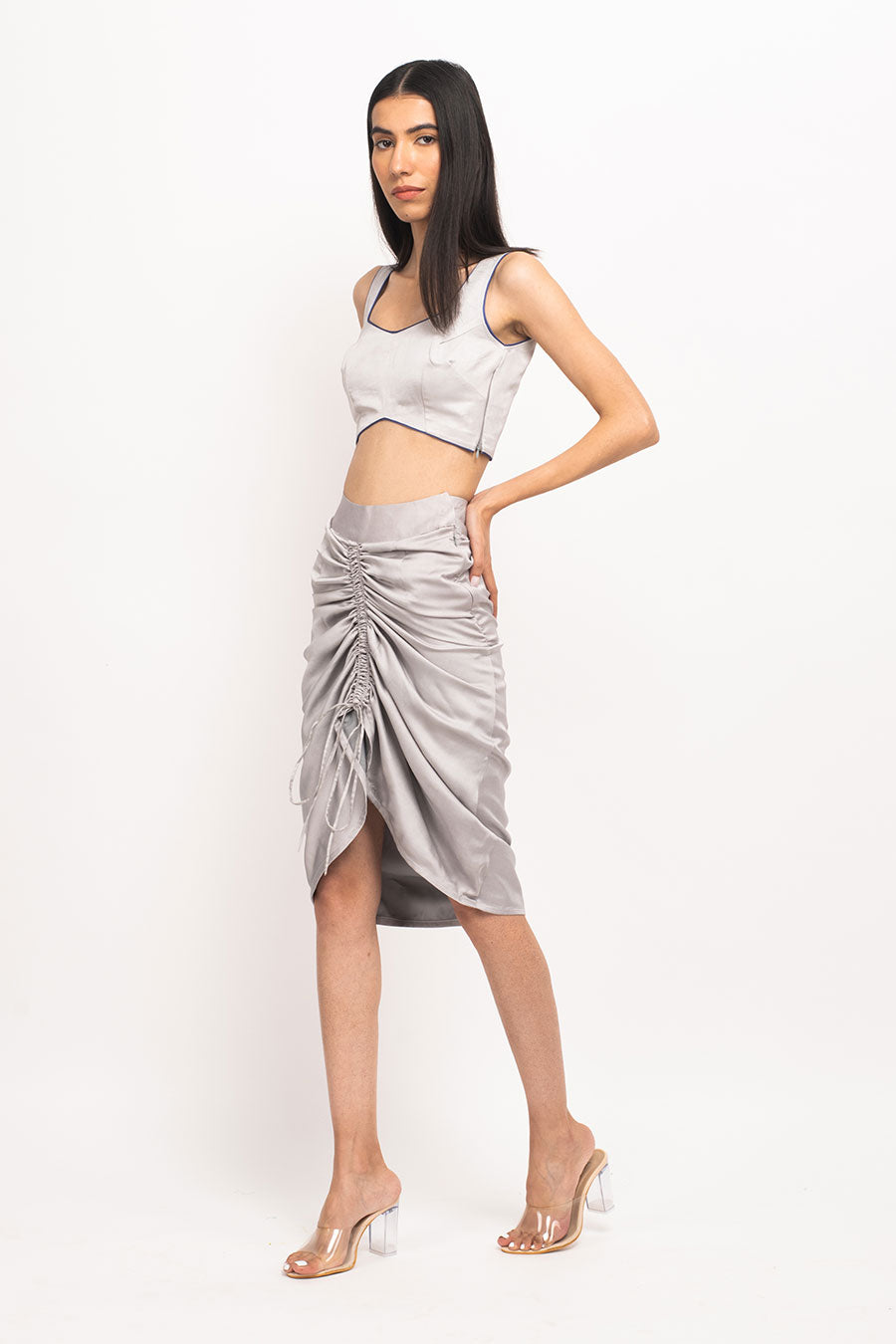 Grey-Blue Bustier Skirt Set