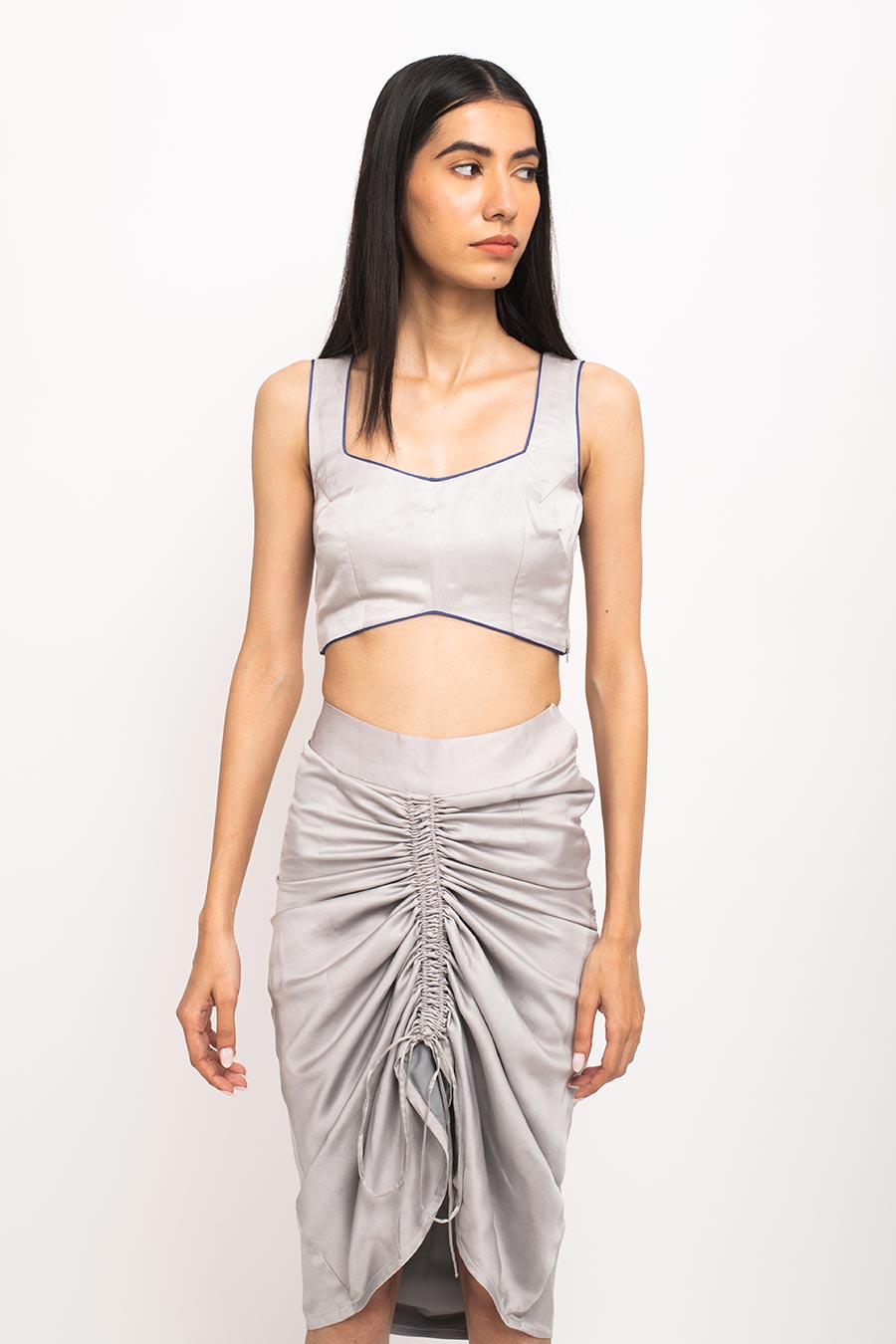 Grey-Blue Bustier Skirt Set