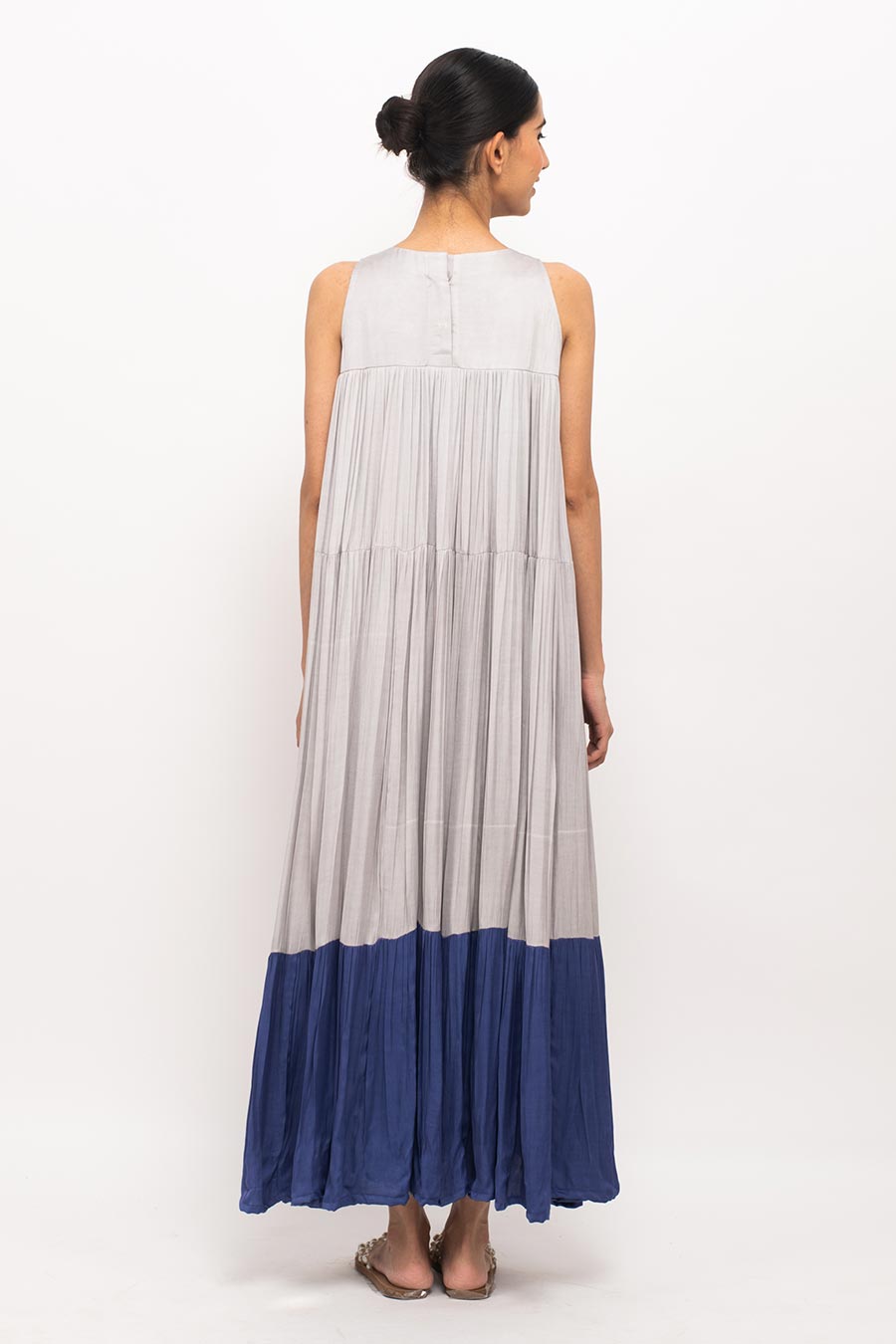 Grey-Blue Halter Neck Dress