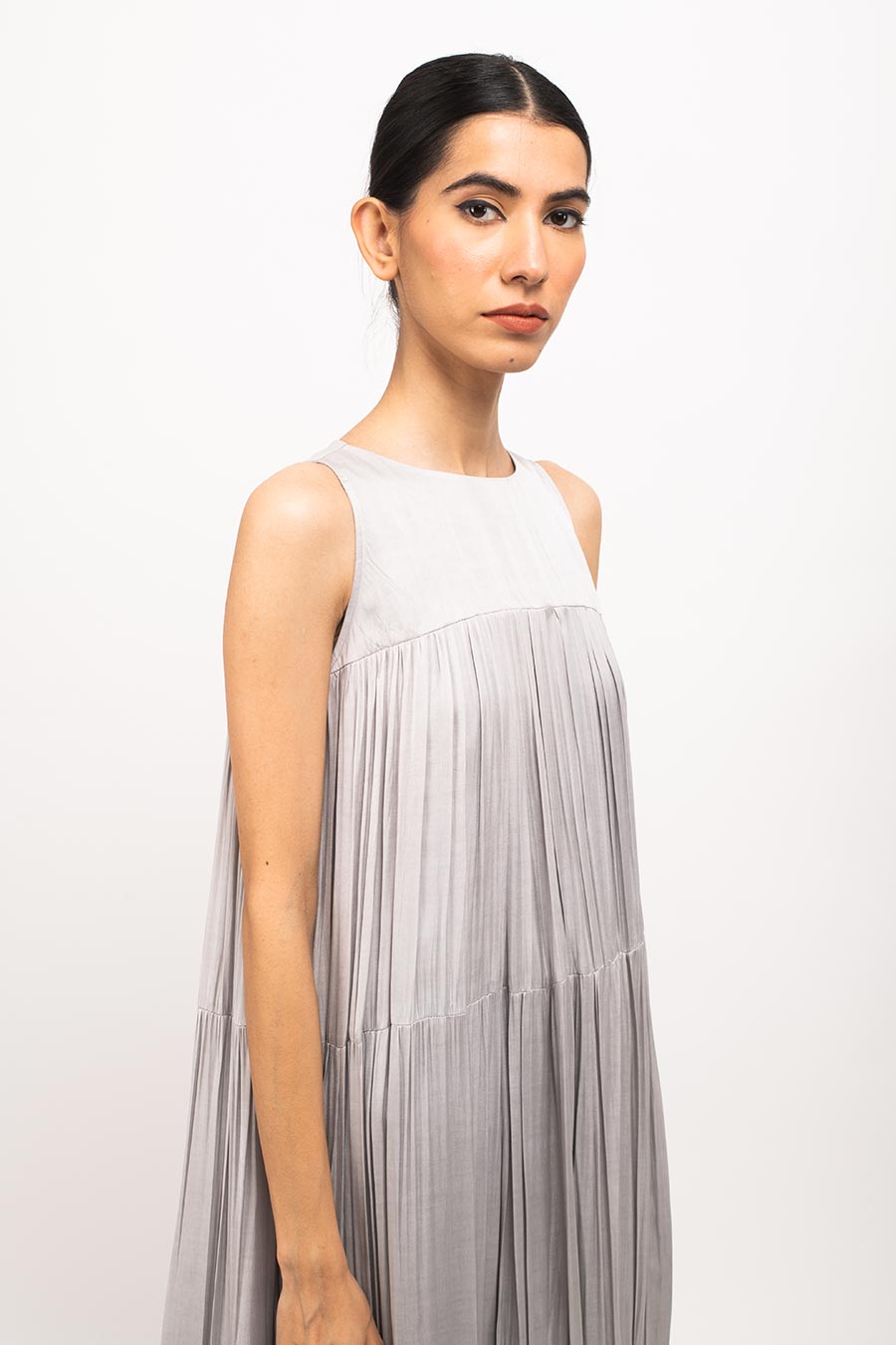 Grey-Blue Halter Neck Dress