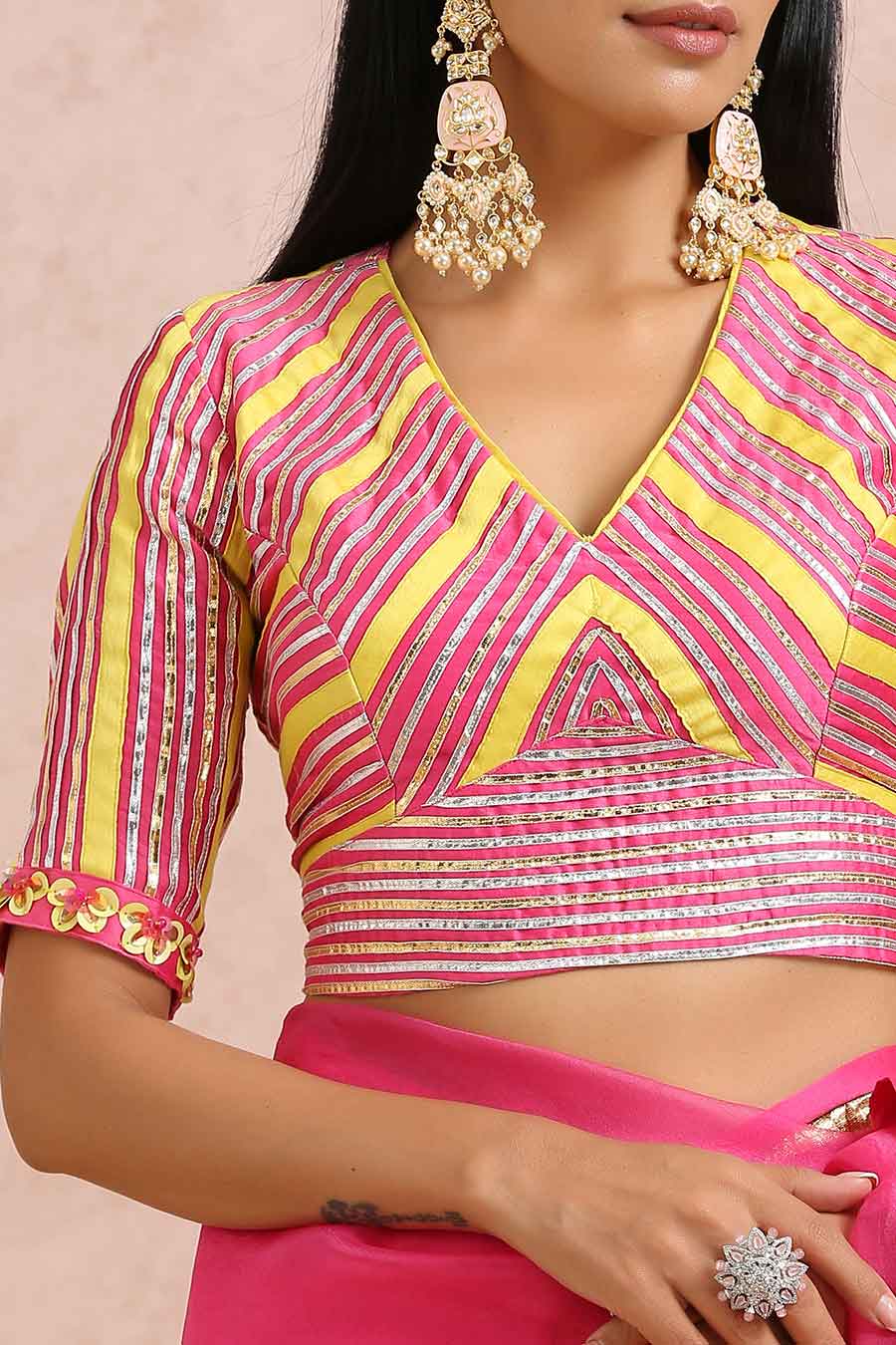 Fuschia Organza Gota Saree & Blouse Set