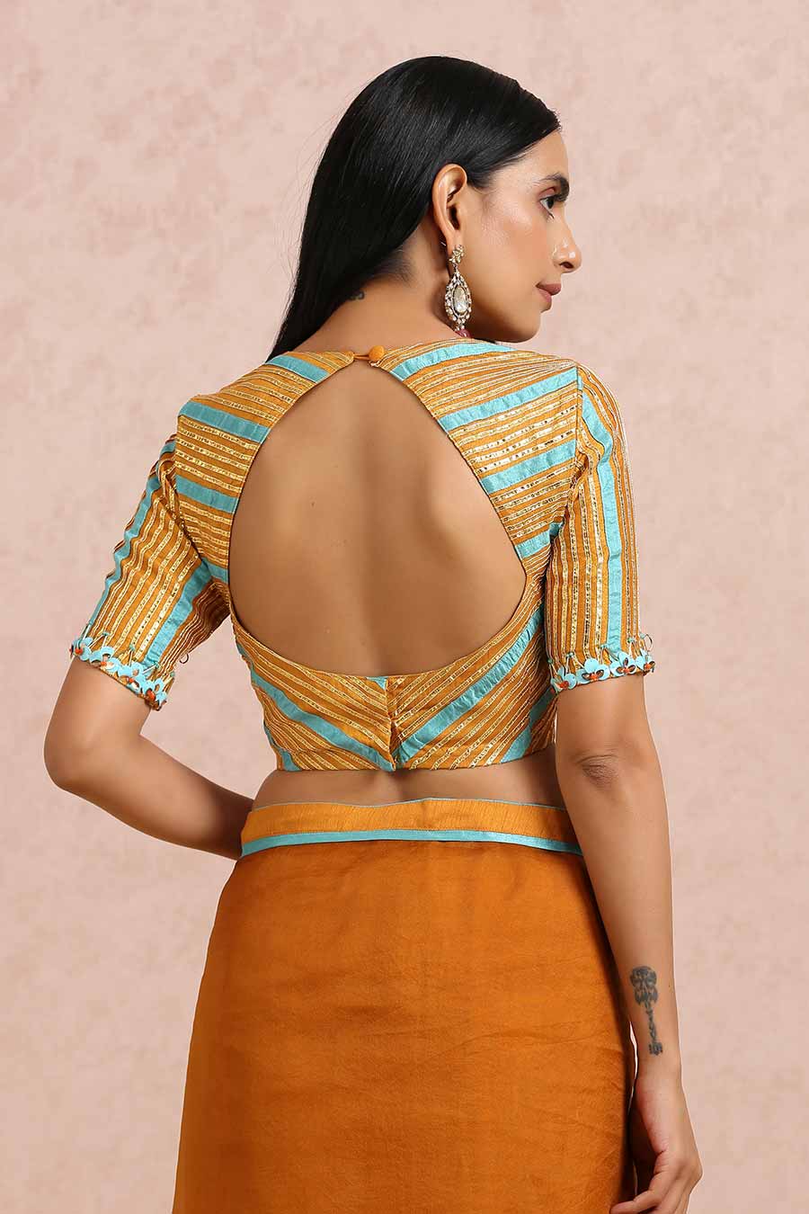Rust Organza Gota Saree & Blouse Set