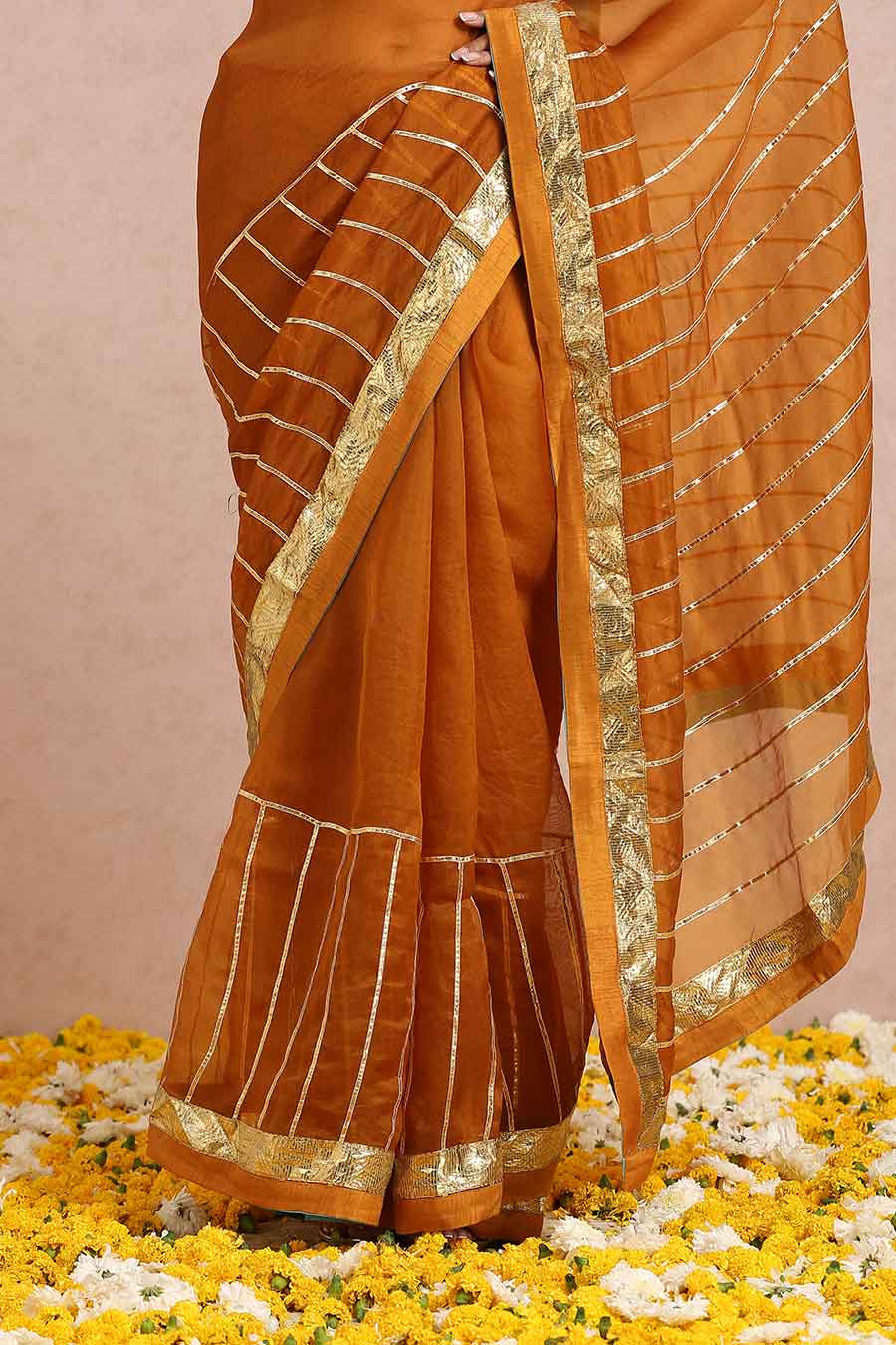 Rust Organza Gota Saree & Blouse Set