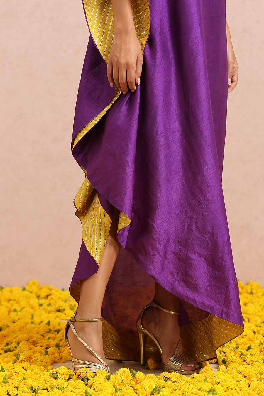 Plum One-Shoulder Embroidered Dress