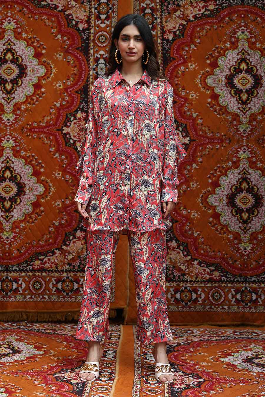 Fez - Curtain Shirt & Pants Co-Ord Set