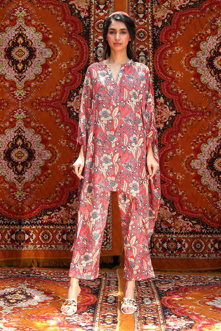 Fez - Short Kaftan & Pants Co-Ord Set