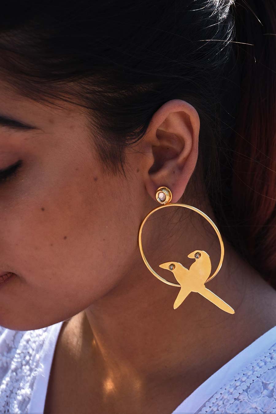 Twin Souls Gold Plated Hoop Earrings