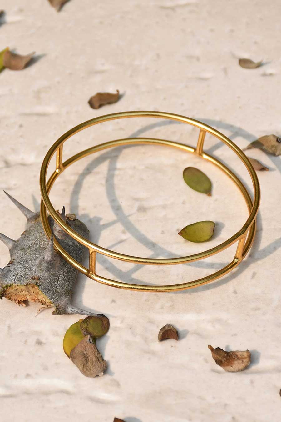 Greek Column Gold Plated Bangle