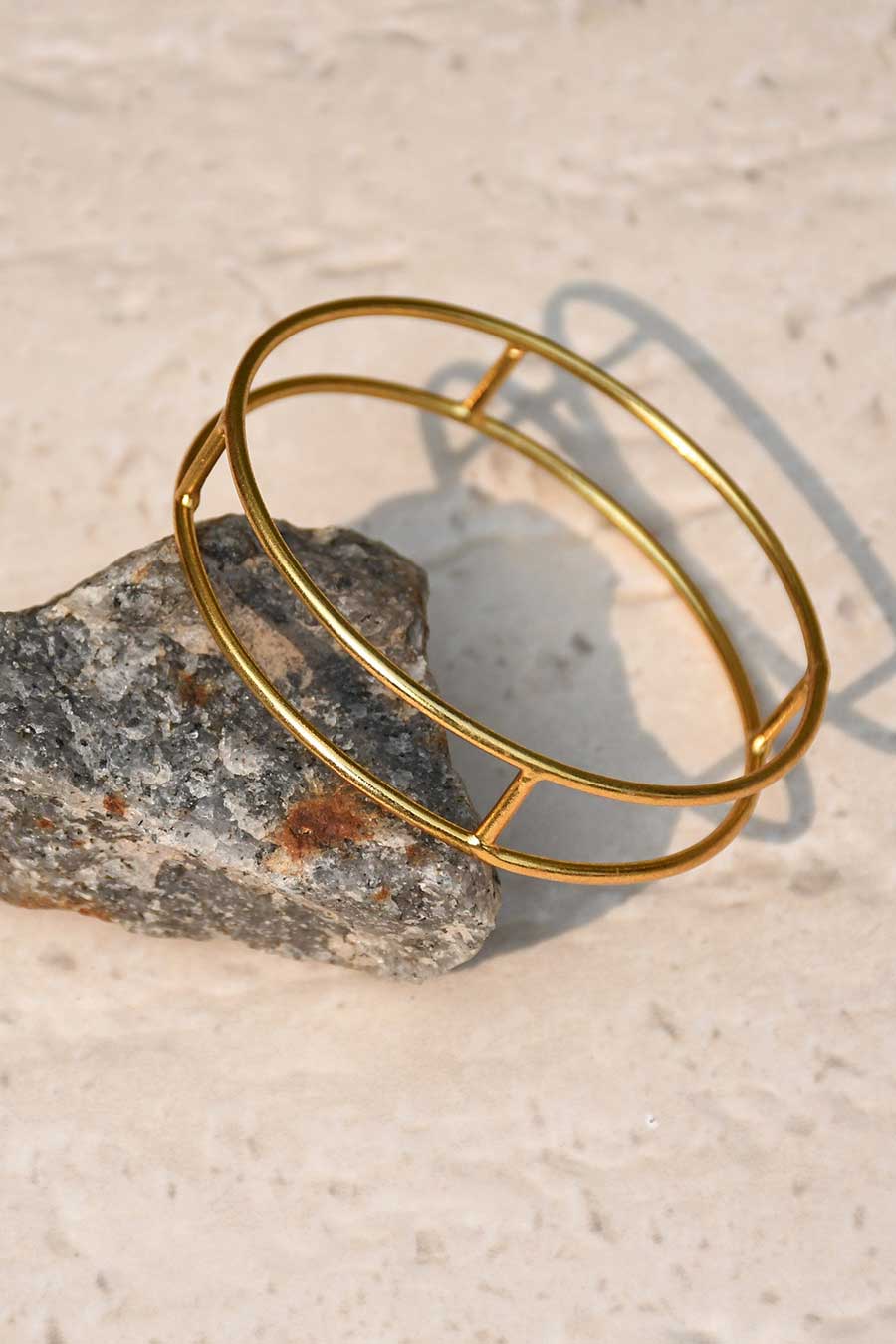 Greek Column Gold Plated Bangle