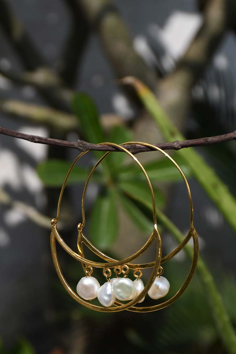 Crescent Gold Plated Chandbali Earrings