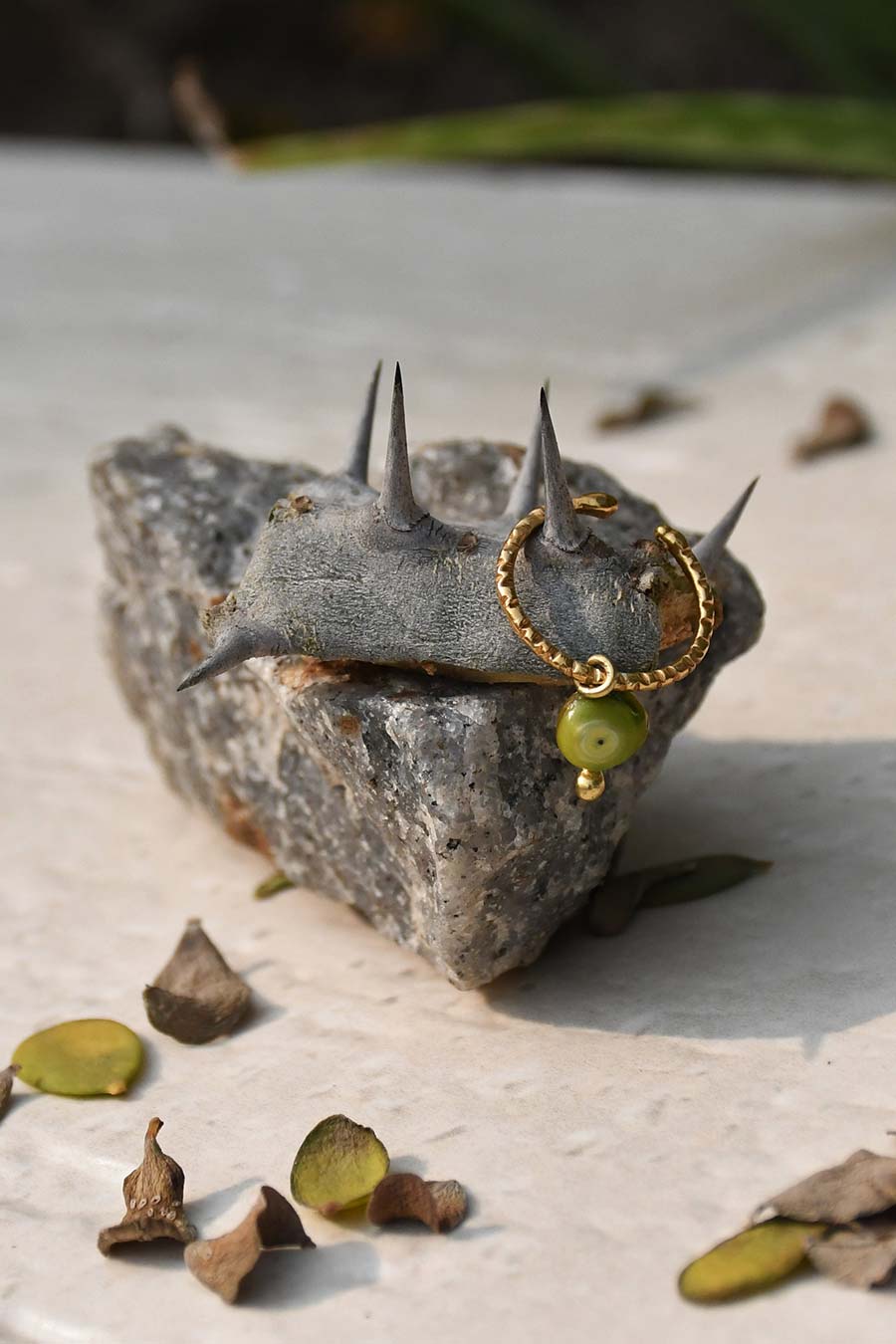 Jade Septum Gold Plated Nose Ring