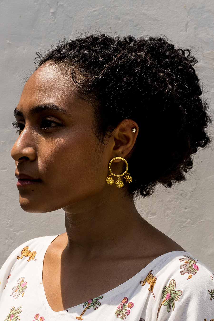 Gajah Kala Gold Plated Hoop Earrings