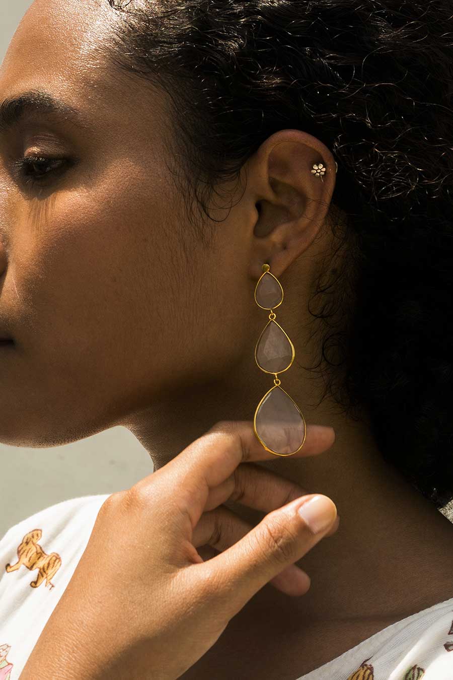 Amaya Gold Plated Long Drop Earrings